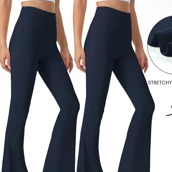 Pants - High-Waisted Navy Flare Pants
